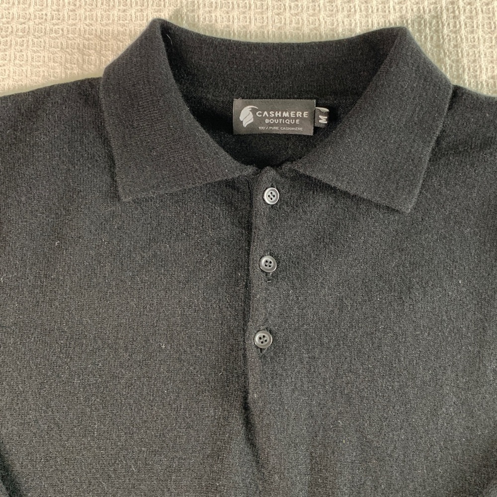 Cashmere Boutique black collared cashmere sweater size medium - Picture 4 of 9